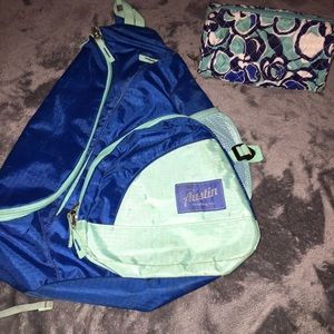 Sling backpack from academy w/ matching makeup bag